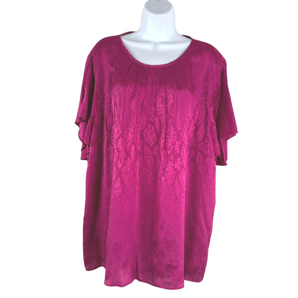 Michael‎ Michael Kors Blouse Top 2X Deep Fuchsia Snakeskin Print NWT TP-3394